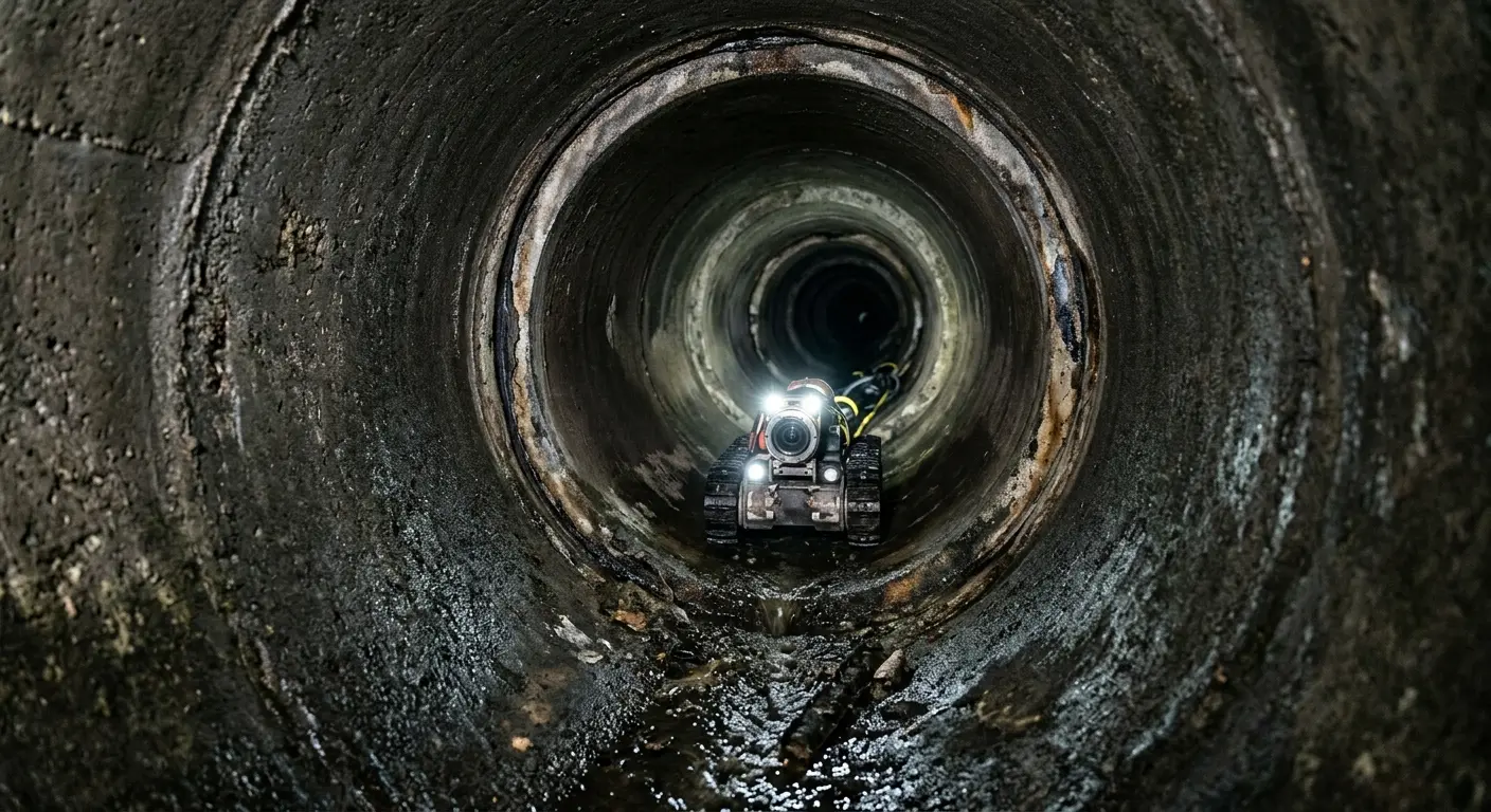 Robotic sewer camera inspecting pipe interior for Drain Snake Service in Algoma